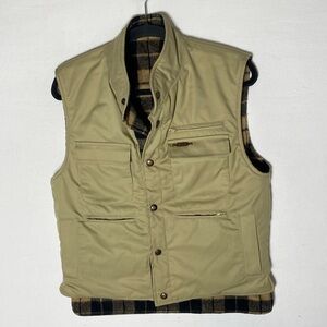 Vintage Arctic Fox Reversible Insulated Tan Canvas Tan Black Fleece Utility Vest